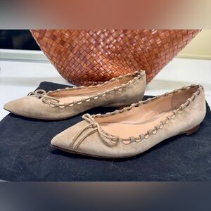 Gianvito Rossi Bow suede beige ballet flats, size 37